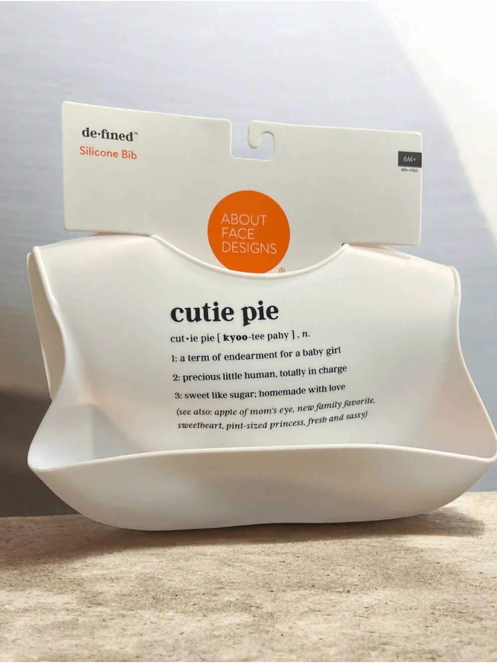 cutie pie Silicone Bib - White